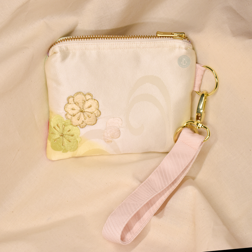 Med Upcycled Vintage Kimono Silk Pouch Wristlet Set (FLMW1)