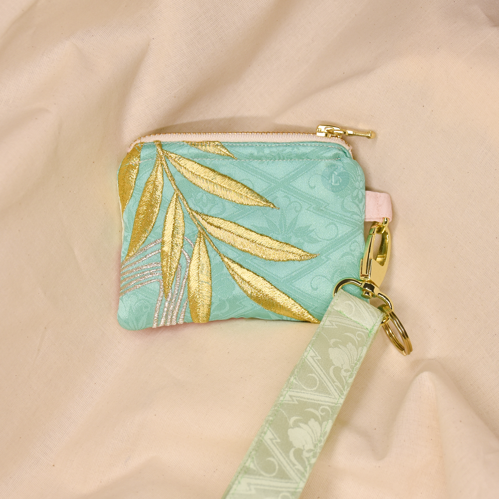 Upcycled Vintage Kimono Silk Coin Pouch + Key Fob Wristlet Set (GFLW1)