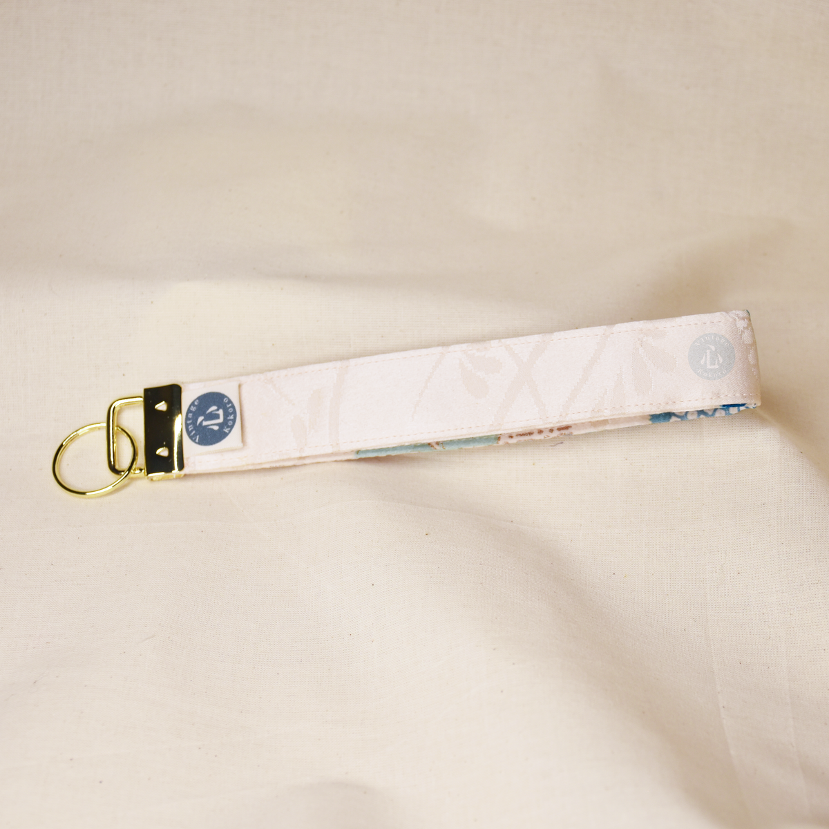 Upcycled Vintage Kimono Silk Key Fob Wristlet (IvyF1)