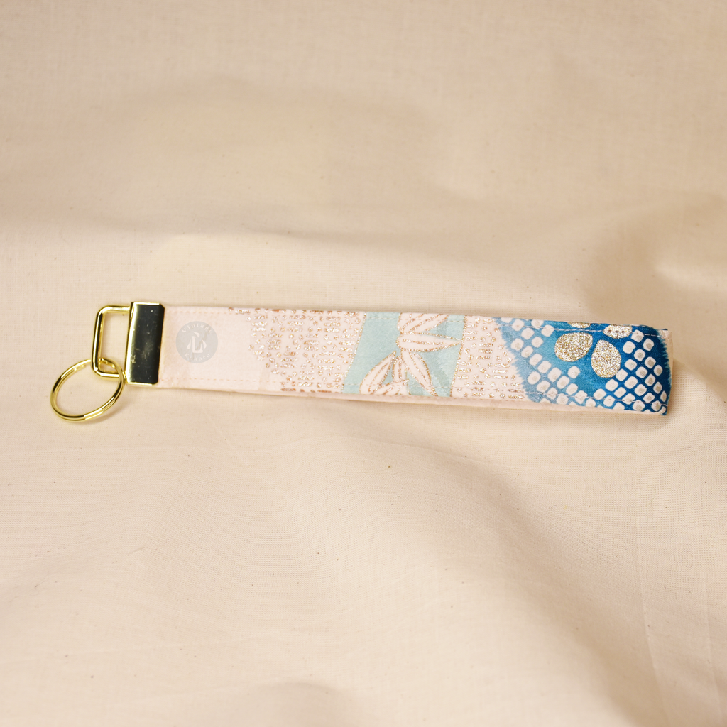Upcycled Vintage Kimono Silk Key Fob Wristlet (IvyF1)