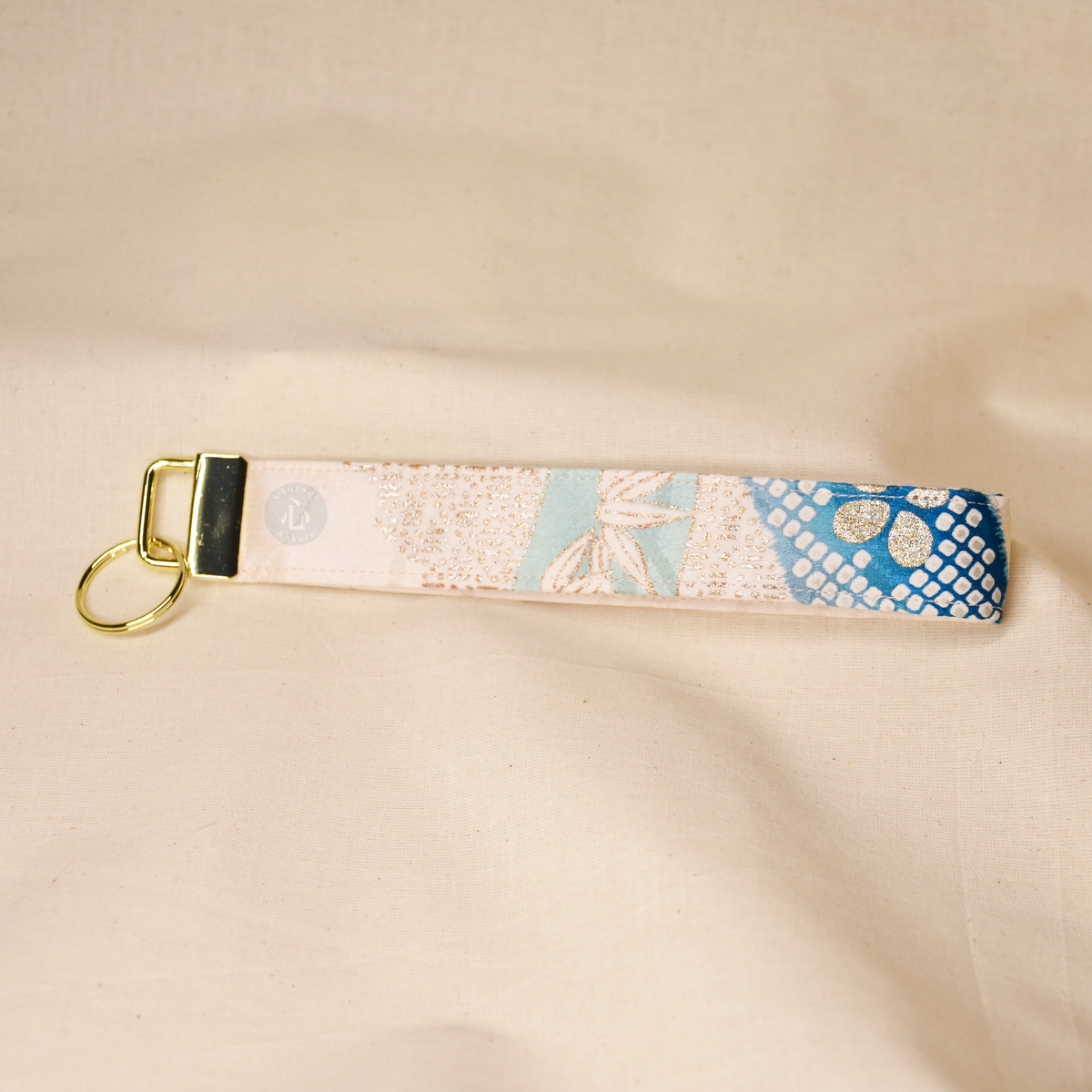 Upcycled Vintage Kimono Silk Key Fob Wristlet (IvyF1)