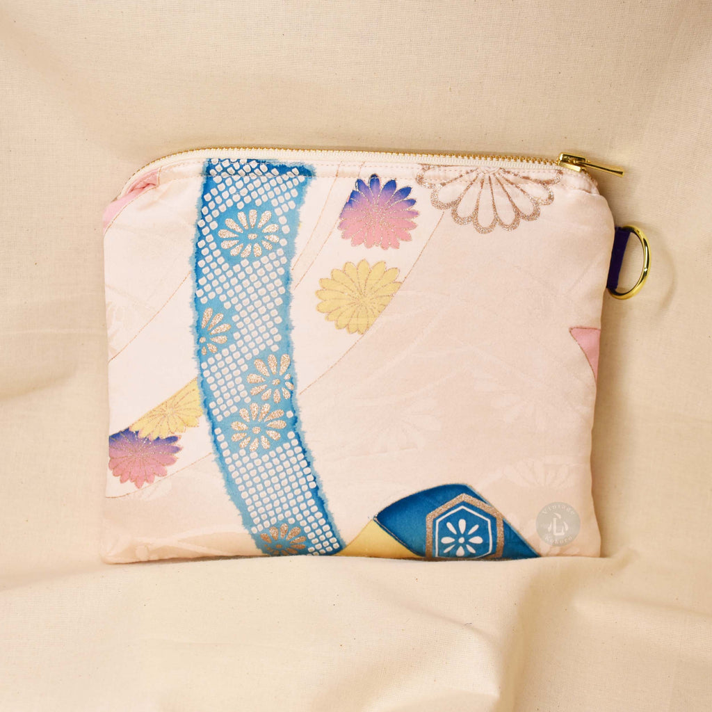 Upcycled Kimono Silk Large Pouch (IvyL4)