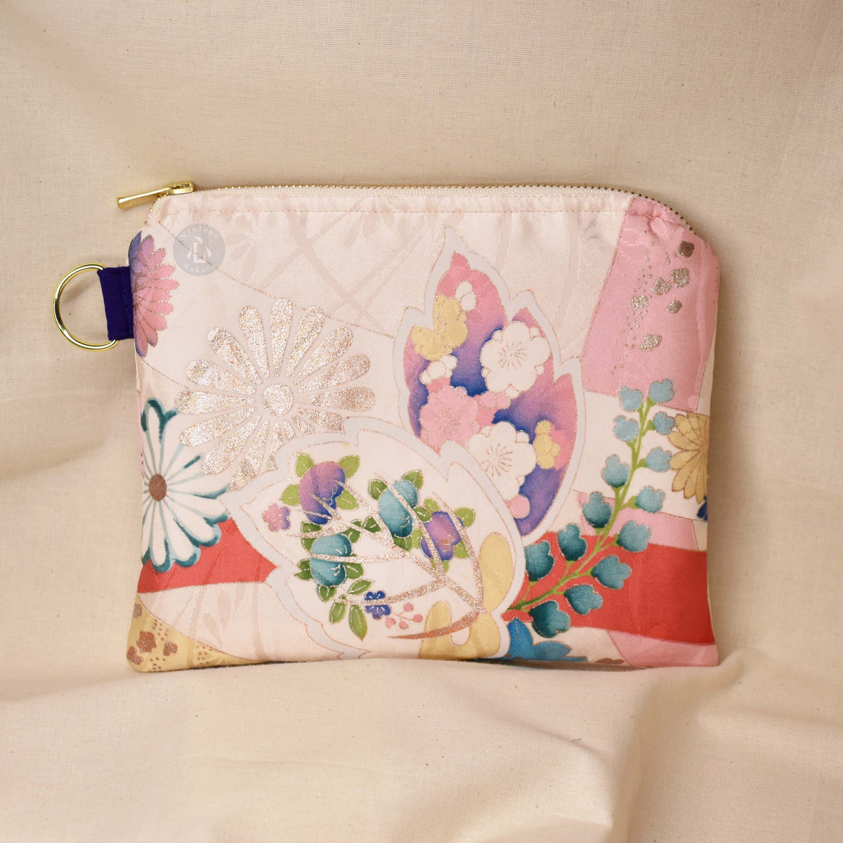 Upcycled Kimono Silk Large Pouch (IvyL4)