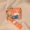 Upcycled Vintage Kimono Silk Coin Pouch + Key Fob Wristlet Set (OrgW3)
