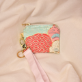Upcycled Vintage Kimono Silk Coin Pouch + Key Fob Wristlet Set (PGW5)