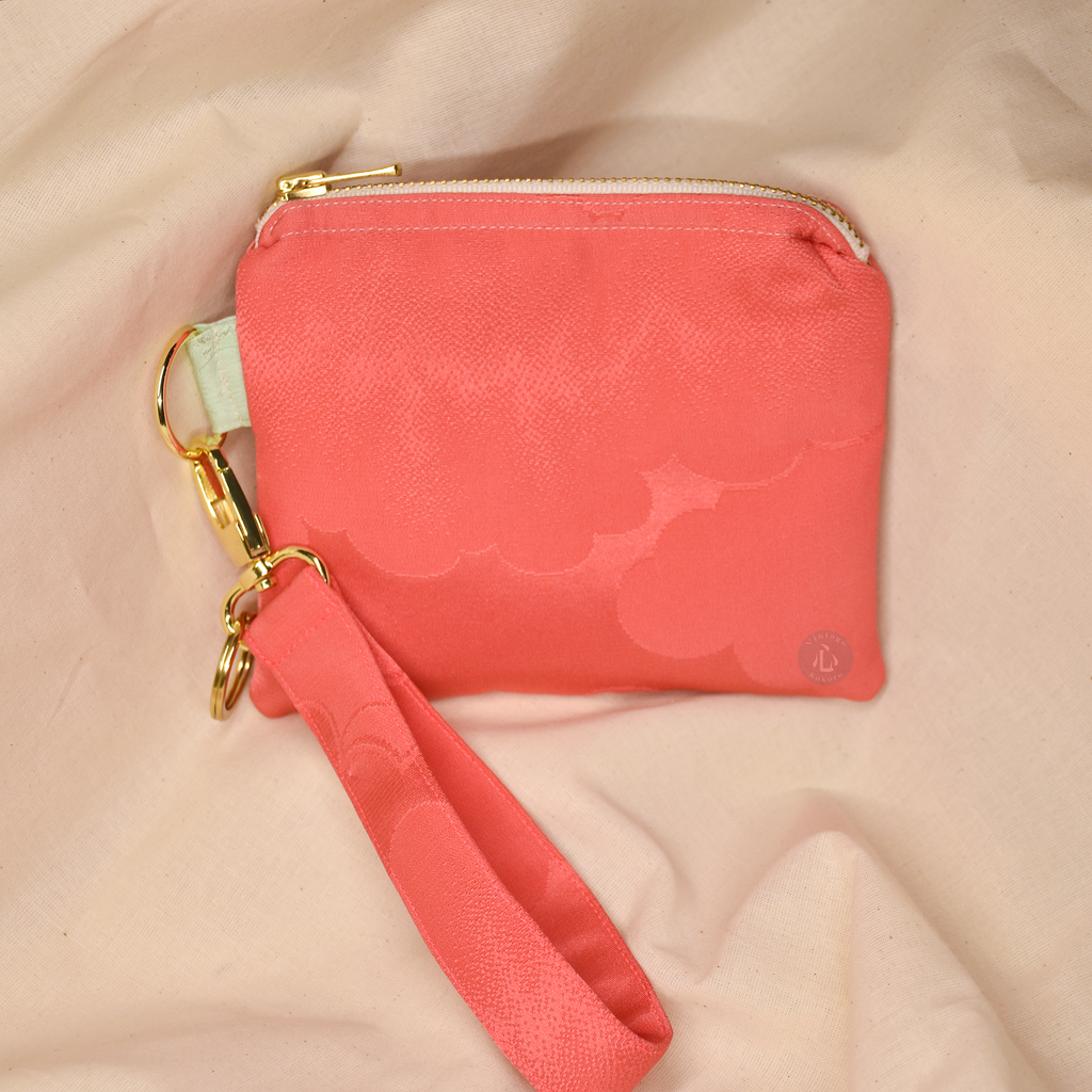 Med Upcycled Vintage Kimono Silk Pouch Wristlet Set (PkClW1)
