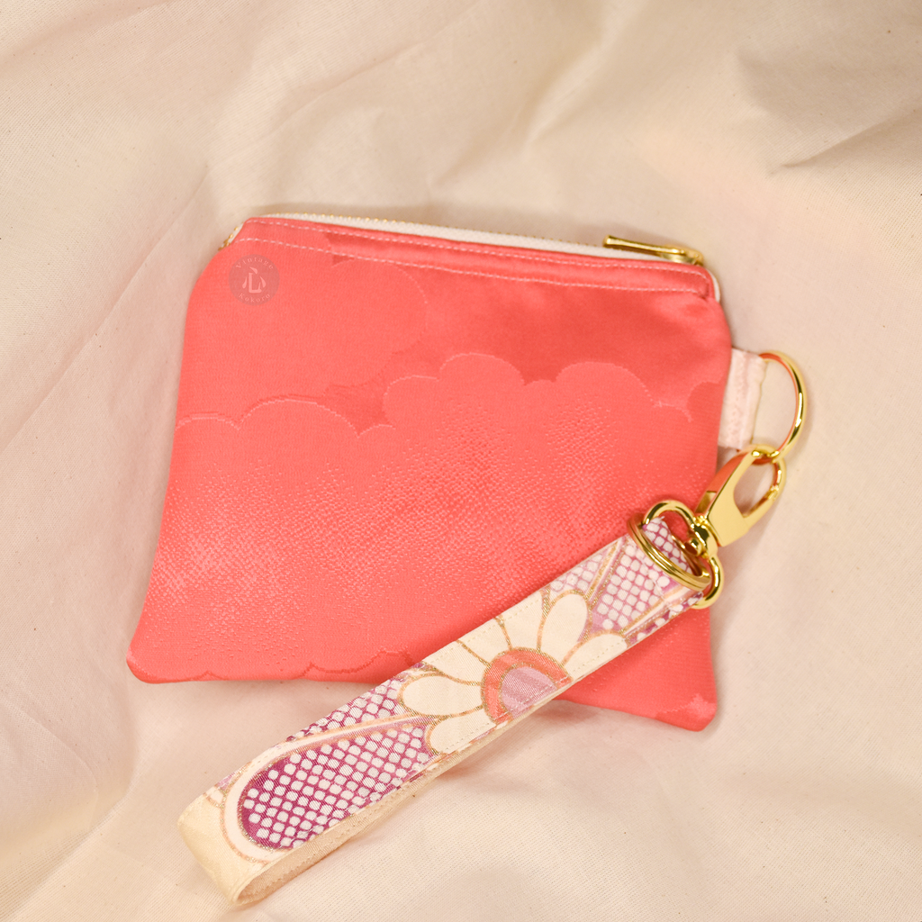Med Upcycled Vintage Kimono Silk Pouch Wristlet Set (PkClMedW2)
