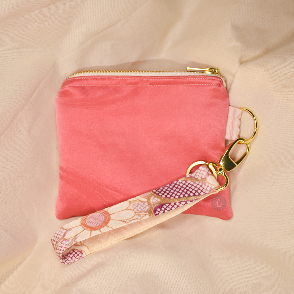 Med Upcycled Vintage Kimono Silk Pouch Wristlet Set (PkClW3)
