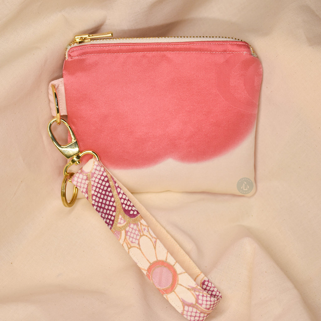 Med Upcycled Vintage Kimono Silk Pouch Wristlet Set (PkClW3)