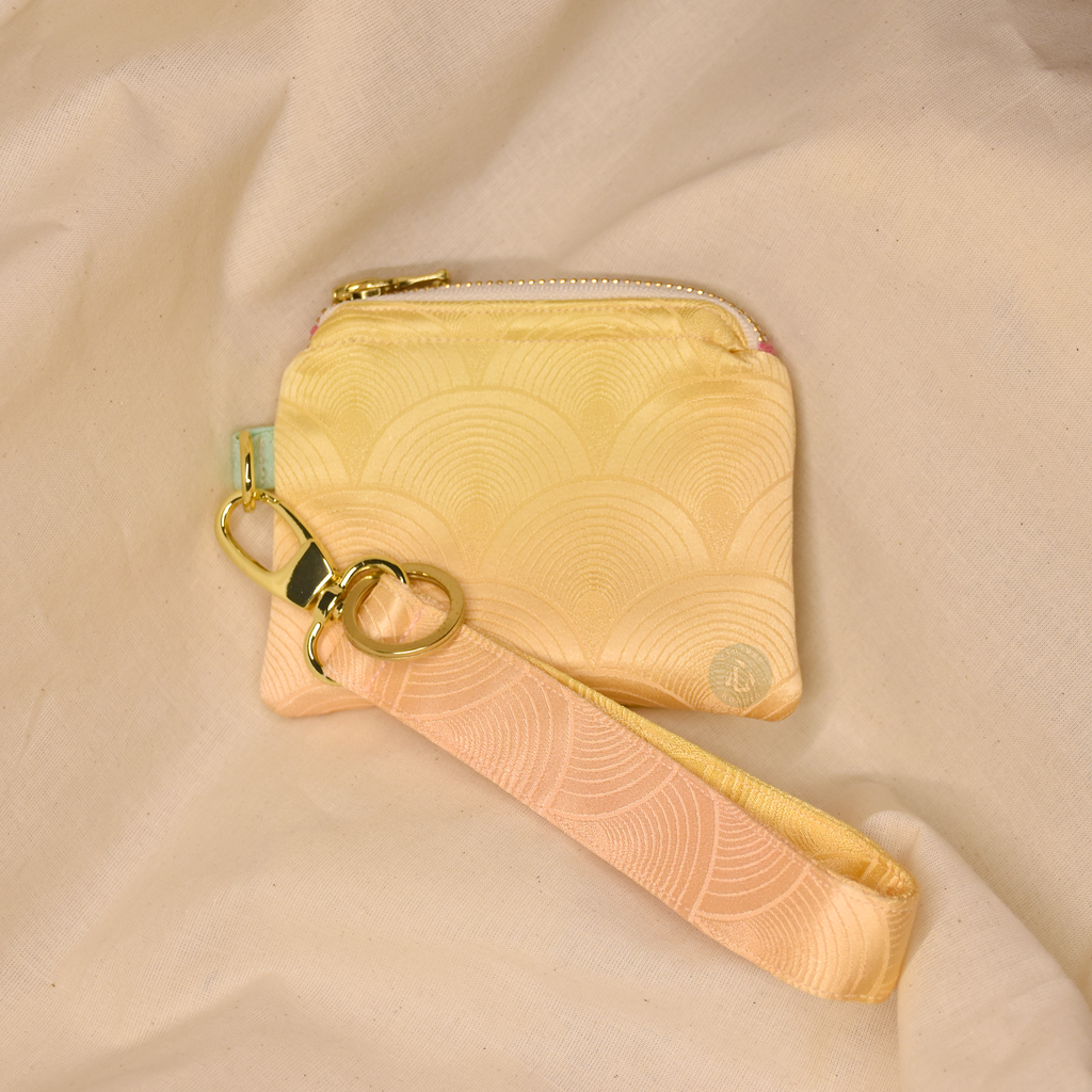 Upcycled Vintage Kimono Silk Coin Pouch + Key Fob Wristlet Set (SnSW4,SnSW5)
