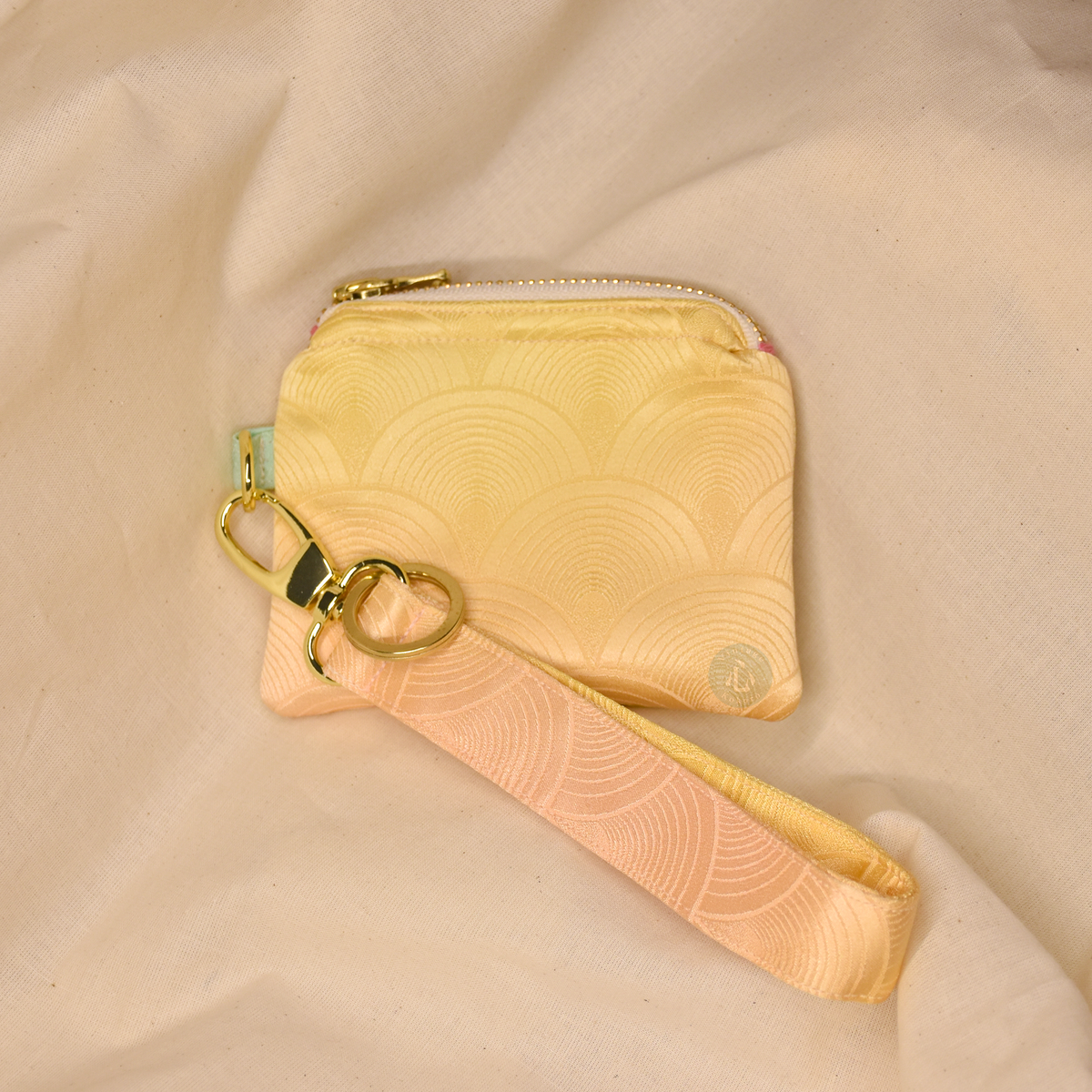Upcycled Vintage Kimono Silk Coin Pouch + Key Fob Wristlet Set (SnSW4,SnSW5)